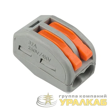 Клемма строительно-монтажная СМК 222-412 2-проводная 0.08-2.5/4кв.мм сер. (уп.50шт) Rexant 07-5252-4