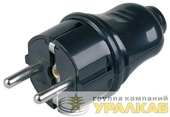 Вилка прямая ВПп10-02-Ст разборная с заземл. контактом 16А черн. IEK EVP10-16-01-K02