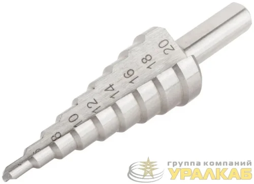 Сверло ступенчатое HSS (Р6М5) по металлу 9 ступеней 4-20мм FIT 36395 детальная картинка