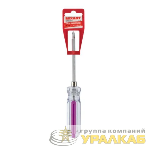 Отвертка комбинированная прозрачная рукоятка двухсторонний стержень 120мм (крестовая PH2 шлицевая SL 6мм) Rexant 12-4742 детальная картинка