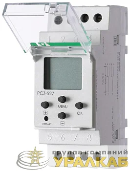 Реле времени астрономическое PCZ-527 2х16А 24-264В AC/DC 2 переключ. контакта IP20 2 канала монтаж на DIN-рейке F&F EA02.002.006