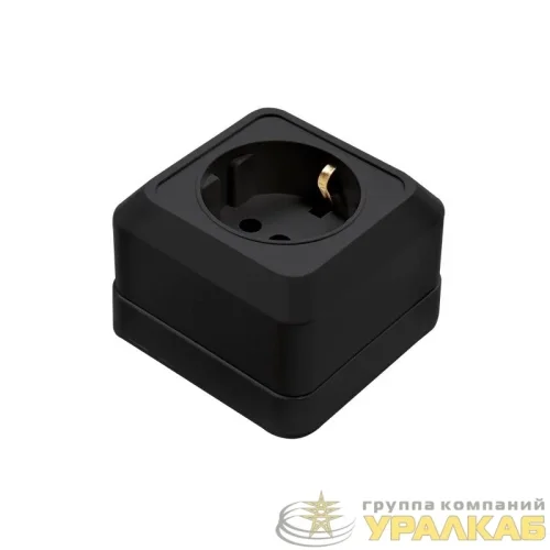 Розетка 1-м BOLLETO с заземл. накладная 7028B черн. IN HOME 