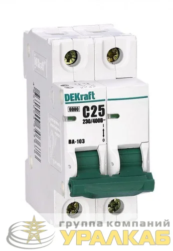 Выключатель автоматический модульный 2п C 2А 6кА ВА-103 DEKraft 