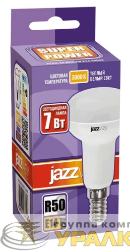Лампа светодиодная PLED-SP 7Вт R50 3000К тепл. бел. E14 540лм 230В JazzWay 1033628 детальная картинка
