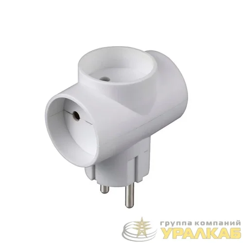 Разветвитель 3-м Т-образный без заземл. 10А 2200Вт 250В бел. DОМТОК 