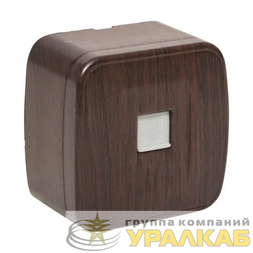 Розетка компьютерная 1-м ОП Минск RJ45 1А 120В темн. дерево EKF EGK01-035-40 детальная картинка