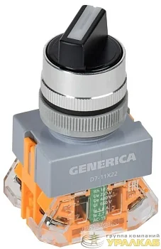 Переключатель D7-11X22 2 полож. 1НО+1НЗ возв. черн. GENERICA 