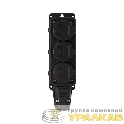 Розетка штепсельная трехместная влагозащ. с/з 16А IP54 каучук Rexant 111-113 детальная картинка