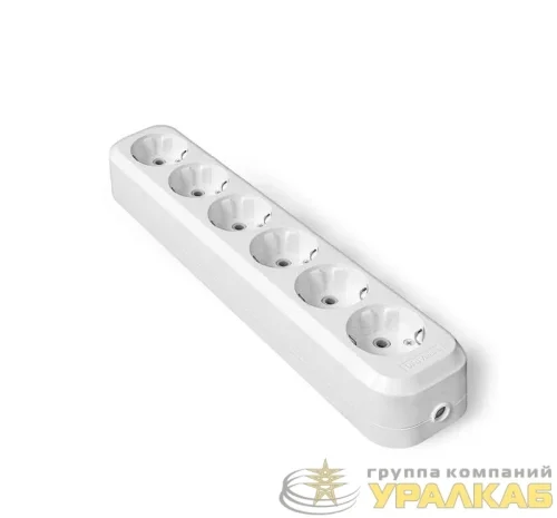Колодка удлинителя 6-м с заземл. АБС-пластик еврослот UNIVersal 