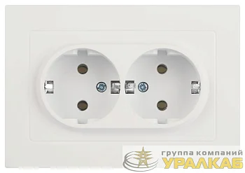 Розетка Accent 6-205-01М 2X2P+E Schuko 16А-250В IP20 СУ AL/CU бел. матов. Intro Б0063487