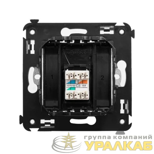 Розетка телефонная 1-м RJ-12 СП Avanti "Черный матовый" DKC 4412313 детальная картинка