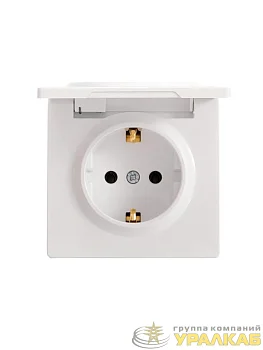 Розетка 1-мест. с заземл. с крышкой LETO ПБТ бел. LEZARD 752-0200-123B
