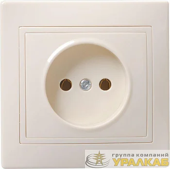 Розетка 1-м СП Кварта 10А IP20 без заземл. без защ. шторок крем. GENERICA 