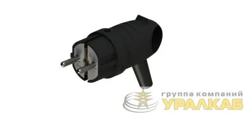 Вилка угловая MultiSet 16А 250В IP44 с заземл. каучук черн. SE 
