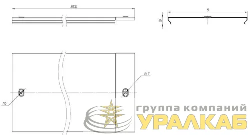 Крышка для лотка осн.200 L3000 сталь 0.6мм оцинк. EKF k20010 детальная картинка
