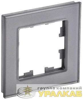Рамка 1-м BRITE РУ-1-2-БрСе стекло сер. IEK BR-M12-G-K03