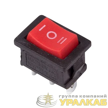 Выключатель клавишный 250В 6А (3с) ON-OFF-ON красн. с нейтралью Mini (RWB-205; SC-768) REXANT 36-2144