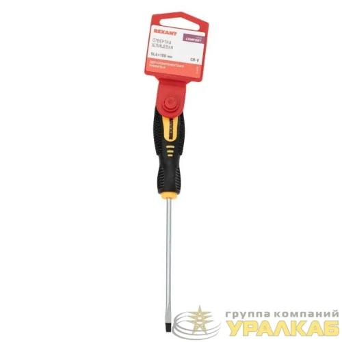 Отвертка шлицевая SL 4х100мм двухкомпонентн. рукоятка Rexant 
