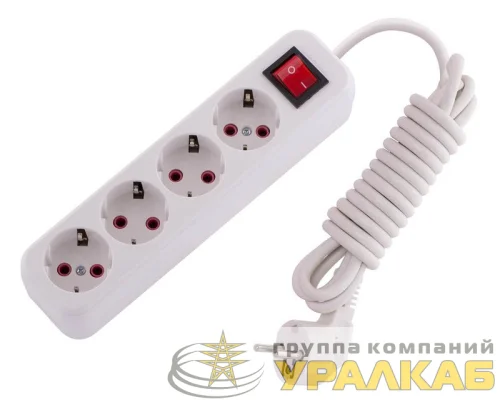 Удлинитель 4х3м с заземл. 16А IP20 Lila с выкл. LEZARD 