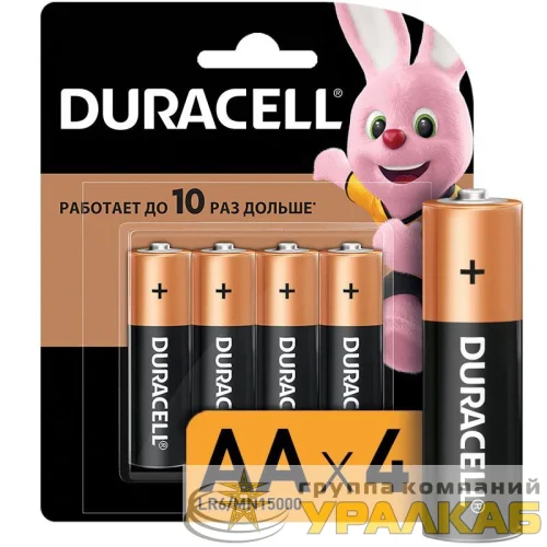 Элемент питания алкалиновый AA/LR6/MN 1500 Basic BP-4 (блист.4шт) Duracell Б0014045/Б0026815 детальная картинка