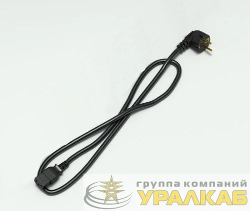 Шнур питания R-10-Cord-C13-S-3 C13-Schuko проводник. 3х1кв.мм 3м 220В 10А черн. Rem 892855 детальная картинка