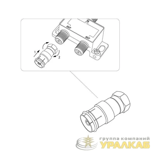 Переходник антенный штекер F-гнездо TV блист. Rexant 