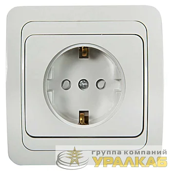 Розетка 1-м CLASSICO защ. шторки с заземл. 2028x бел. ASD / IN HOME 