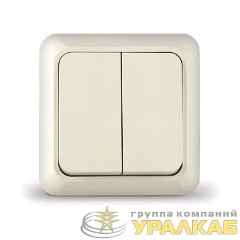 Выключатель 2-кл. ОП Олимп 10А IP20 сл. кость UNIVersal Б-О0023