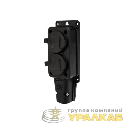 Розетка штепсельная двухместная влагозащ. с/з 16А IP54 каучук Rexant 111-112 детальная картинка
