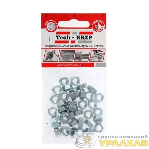 Гайка шестигранная М6 DIN 934 цинк. (пакет) (уп.40шт) Tech-Krep/Zitar 