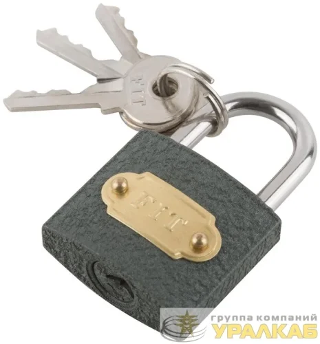 Замок навесной железный 32х28мм стальная дужка 5мм FIT 