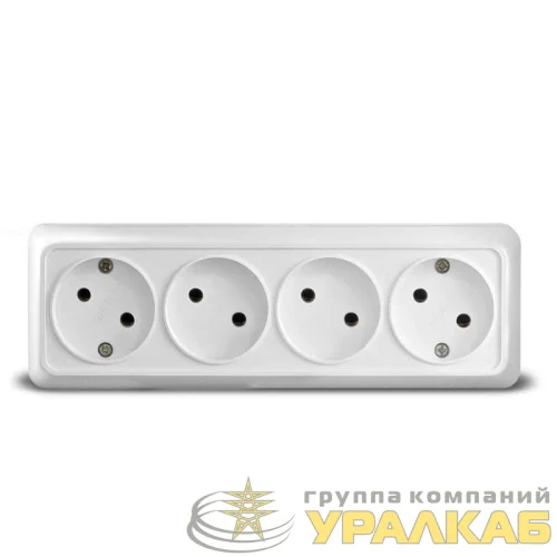 Розетка 4-м ОП Олимп 16А IP20 без заземл. бел. UNIVersal 1162 детальная картинка