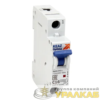 Выключатель автоматический модульный 1п C 25А 10кА OptiDin BM63-1C25-10-УХЛ3 КЭАЗ 