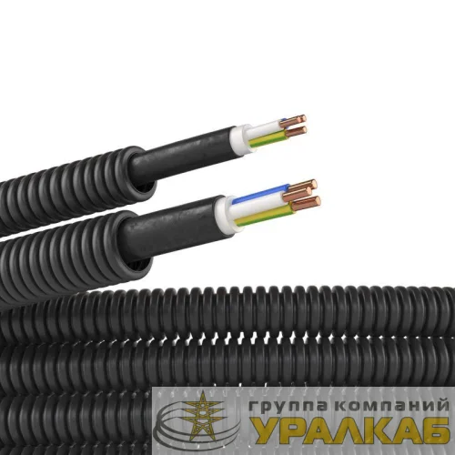 Труба гофрированная ПНД гибкая d16мм с кабелем ВВГнг(А)-LS 2.5х3 РЭК ГОСТ+ черн. (уп.50м) DKC 