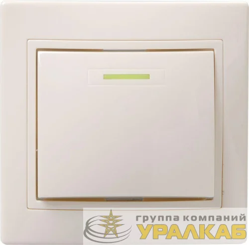 Выключатель 1-кл. СП Кварта 10А IP20 ВС10-1-1-ККм с индикацией крем. IEK EVK11-K33-10-DM детальная картинка