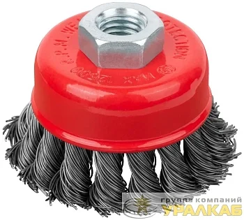 Корщетка-чашка гайка М14 стальная витая проволока 65мм FIT 39466