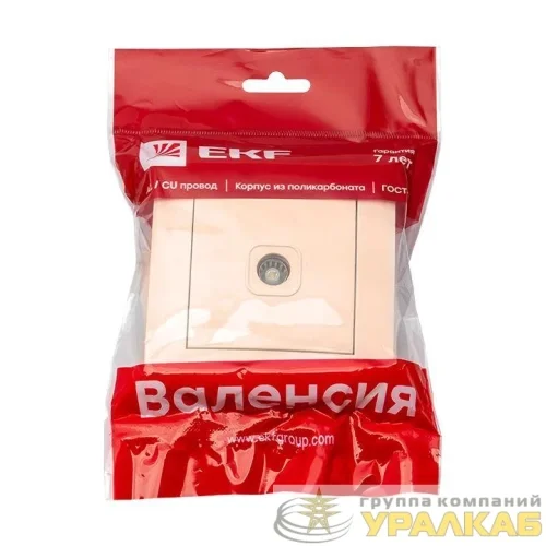 Розетка телевизионная TV 1-м Валенсия 5-862МГц 75Ом крем. PROxima EKF EWA00-027-20 детальная картинка