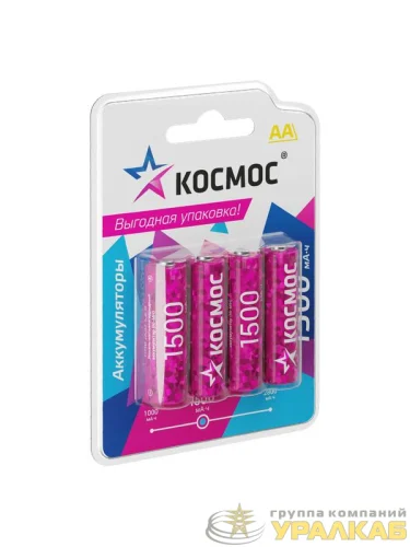 Аккумулятор AA/R6 1500мА.ч NI-MN BP-4 (блист.4шт) КОСМОС KOCR6NIMH1500mAh4BL детальная картинка