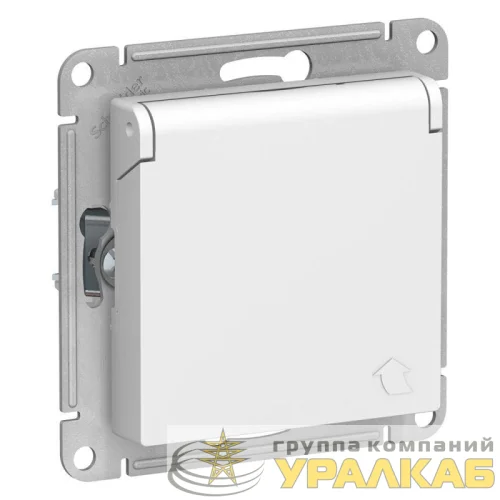 Розетка 1-м СП AtlasDesign 16А IP20 с заземл. защ. шторки с крышкой механизм бел. SE ATN000146 детальная картинка