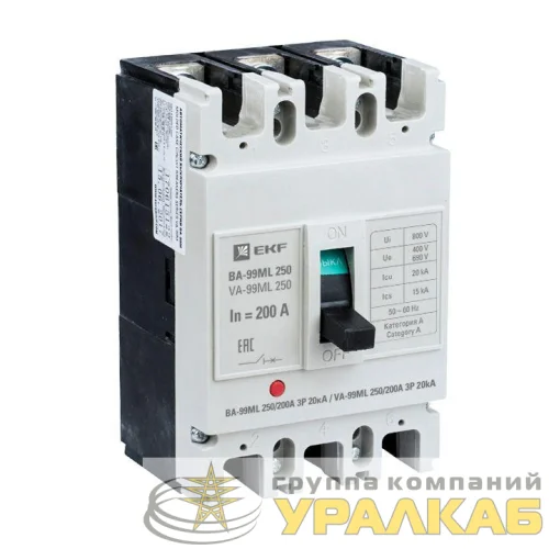 Выключатель автоматический 3п 250/200А 20кА ВА-99МL Basic EKF 