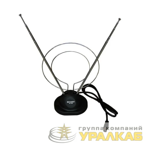 Антенна ТВ комнатная RX-100 телескопич. на подставке с кольцом VHF; UHF 47-860MHz REXANT 34-0100 детальная картинка