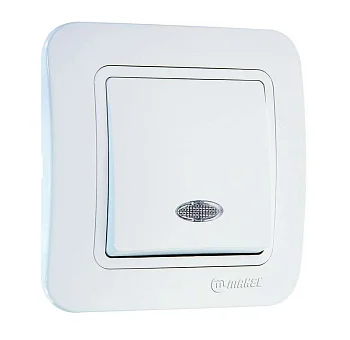 Выключатель 1-кл. СП Lillium 10А IP20 с подсветкой бел./бел. Makel 70021