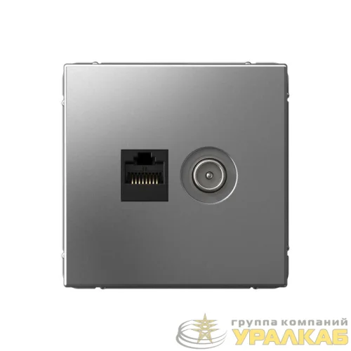 Розетка компьютерная + телевизионная 2-м ArtGallery RJ45 + TV кат.5E сталь SE 