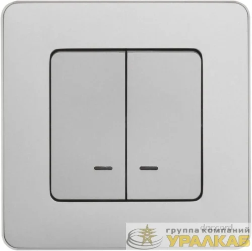 Выключатель 2-кл. Inspiria 10А IP20 250В 10AX с подсветкой/индикацией механизм алюм. IEK 