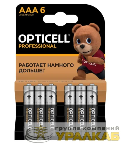 Элемент питания алкалиновый AAA/LR03 (блист. 6шт) Professional Opticell 5052004 детальная картинка