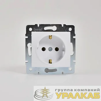 Розетка 1-м СП Karina с заземл. термопласт механизм бел. LEZARD 707-0288-122B