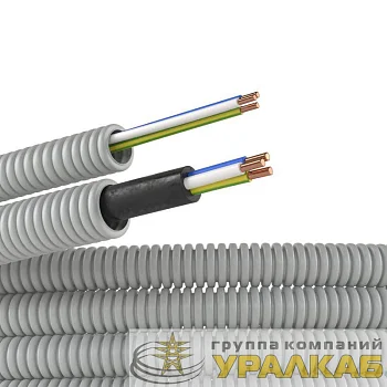 Труба гофрированная ПВХ гибкая d16мм с проводом ПВ-1(ПуВ) 3х1.5 РЭК ГОСТ+ сер. (уп.50м) DKC 