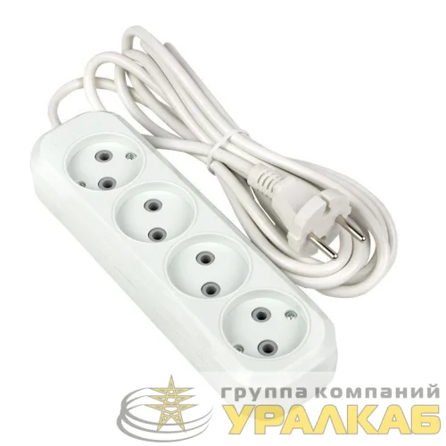 Удлинитель 4х3м без заземл. 10А IP20 Эксперт 2.2кВт ПВС 2х0.75 PROxima EKF 