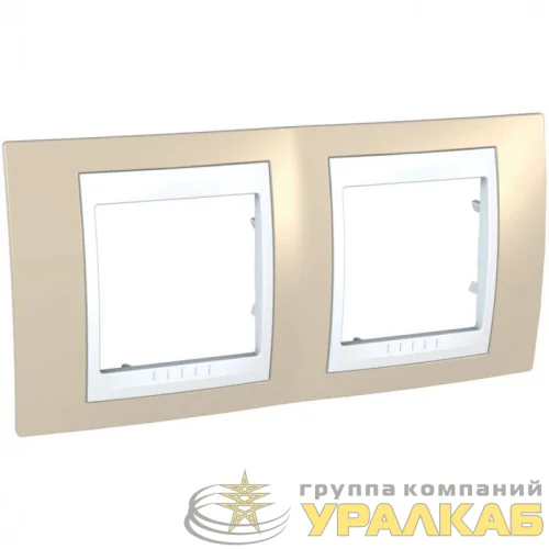 Рамка 2-м Unica Хамелеон горизонт. песч./бел. SchE MGU6.004.867 детальная картинка