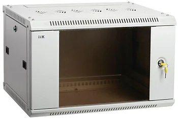 Шкаф 19дюйм LINEA W 6U 600х450мм настен. стекл. дверь RAL7035 ITK 